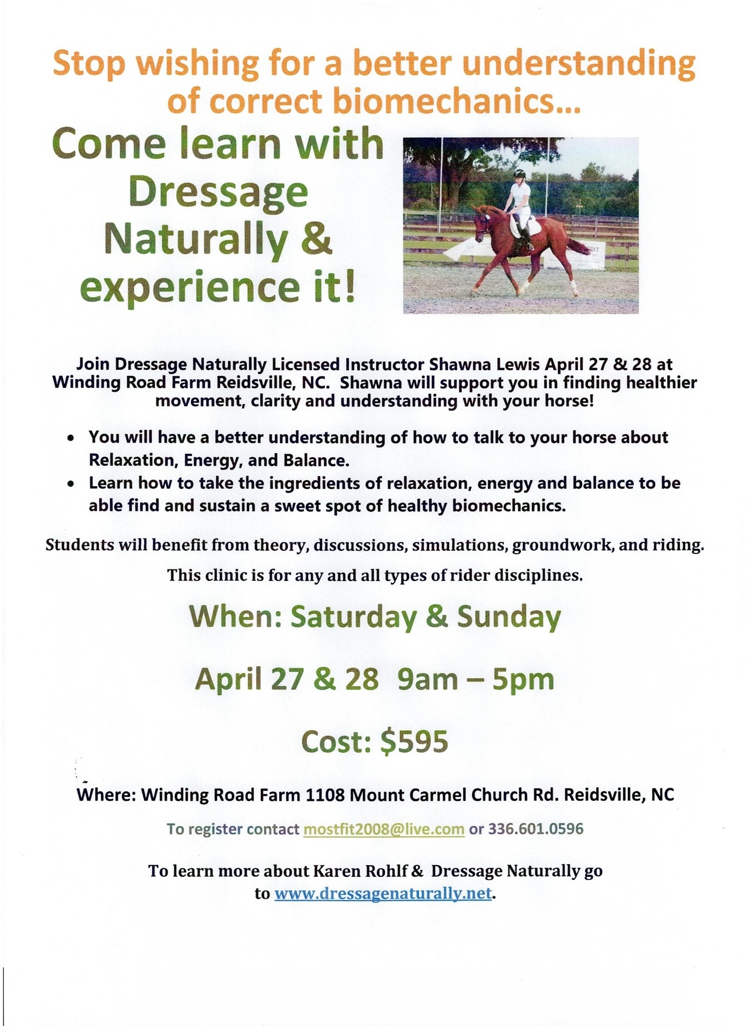 Dressage Naturally with Shawna Lewis at Winding Road Farms